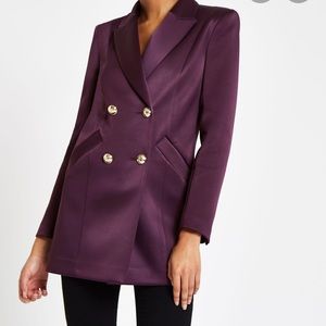 River island burgundy satin blazer
